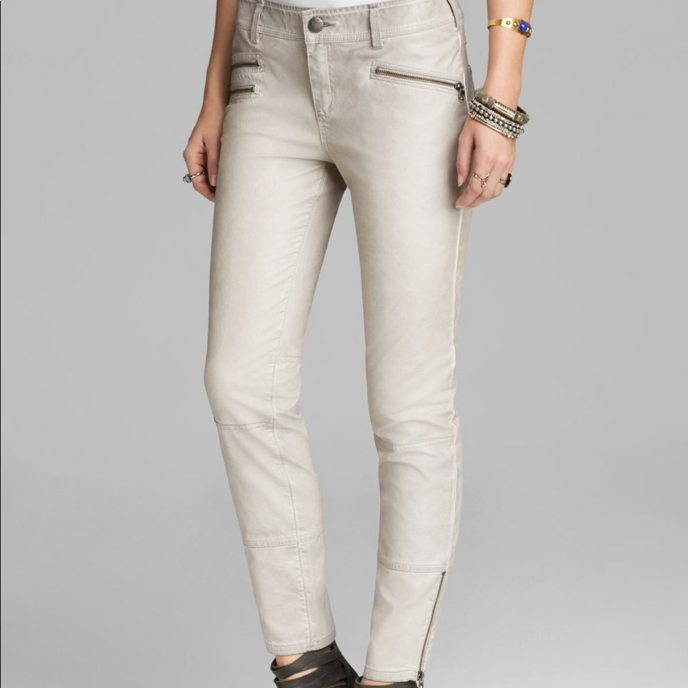 Free People Faux Leather Zip Leg Pants. Size 4.